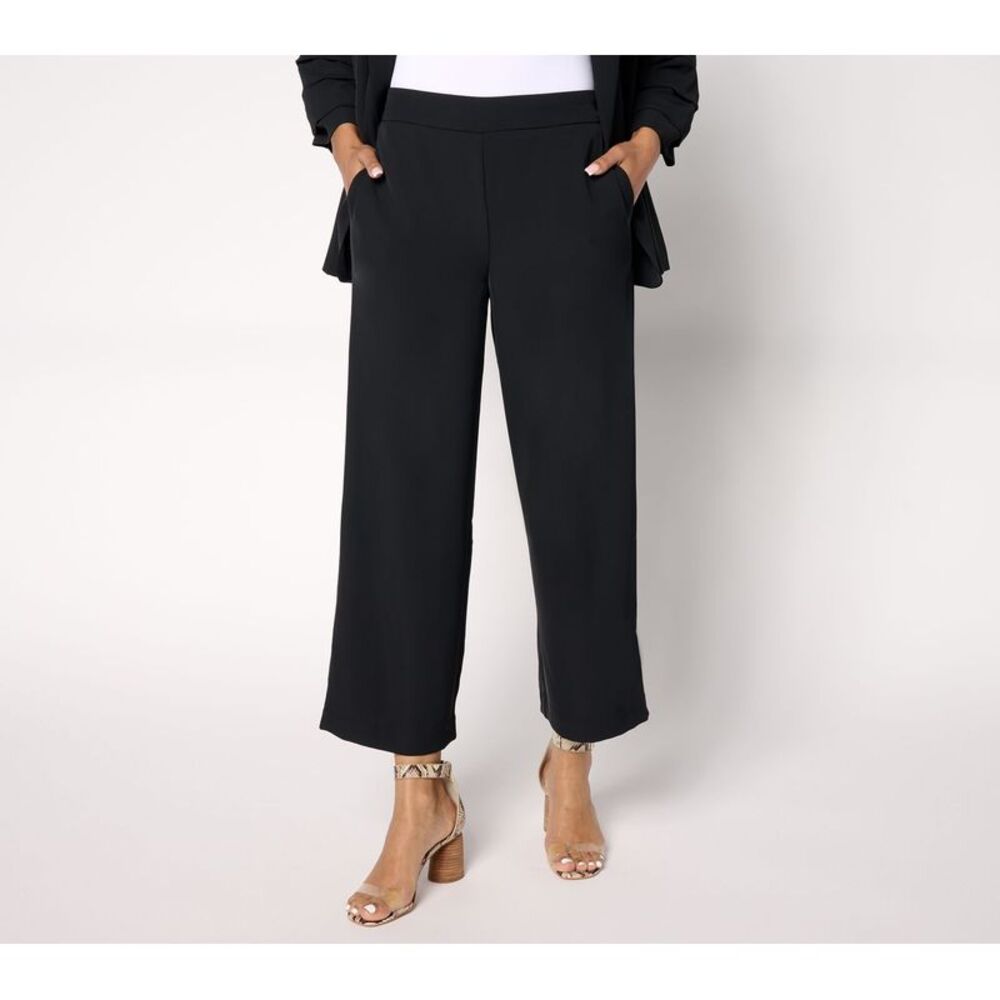 nicole by Nicole Miller Women's Pants Sz XL Cropped Pull-On Pant Black A688711